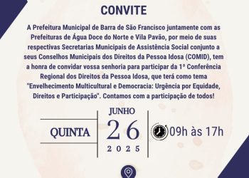 Barra de São Francisco sedia 1ª Conferência Regional da Pessoa Idosa no dia 26 de junho