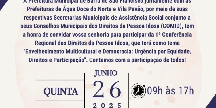 Barra de São Francisco sedia 1ª Conferência Regional da Pessoa Idosa no dia 26 de junho