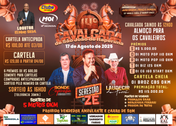 14ª Cavalgada de São João de Itaperuna promete agitar Barra de São Francisco com shows e sorteio de 5 Motos Okm